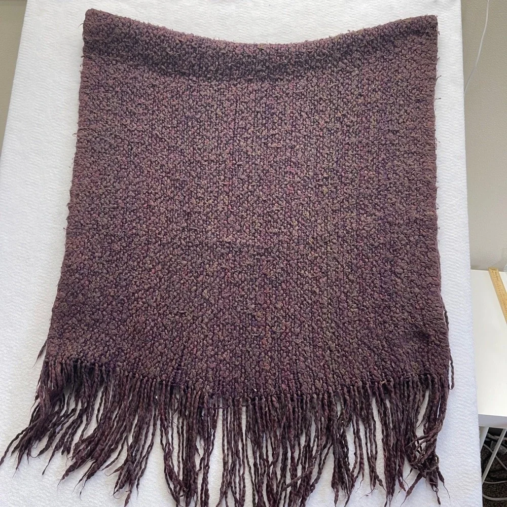 Kennebunk Weavers Throw Blanket Boucle Knit Fringe 57x30 USA VTG Cabin Cottage